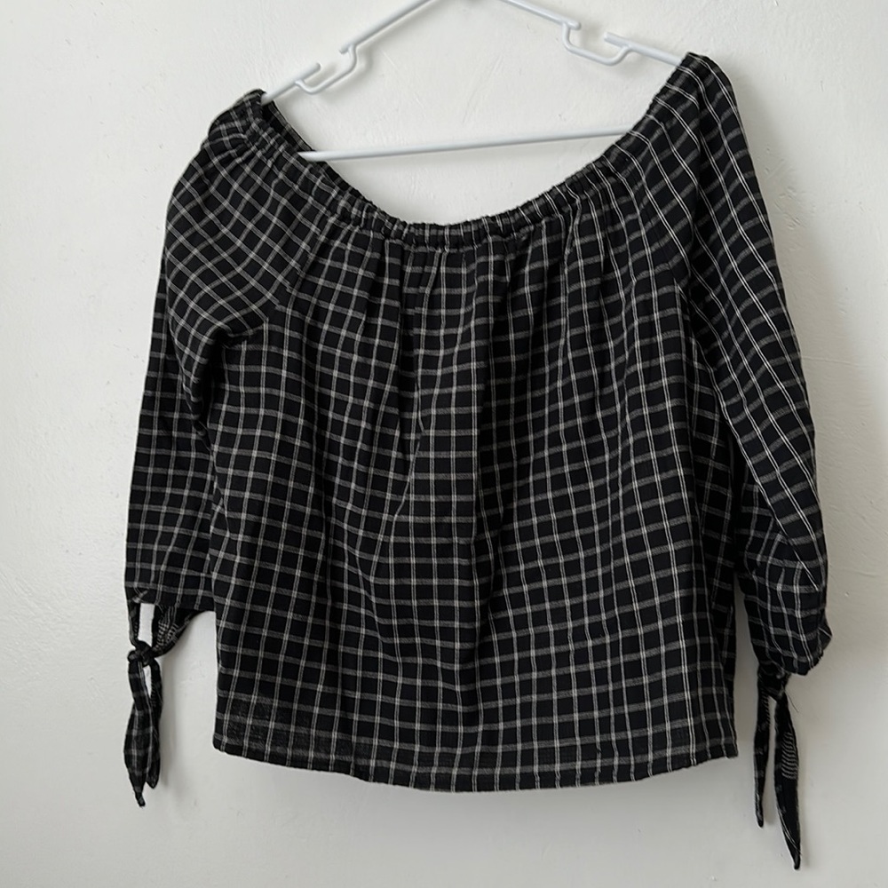 Madewell Plaid Off the Shoulder Top